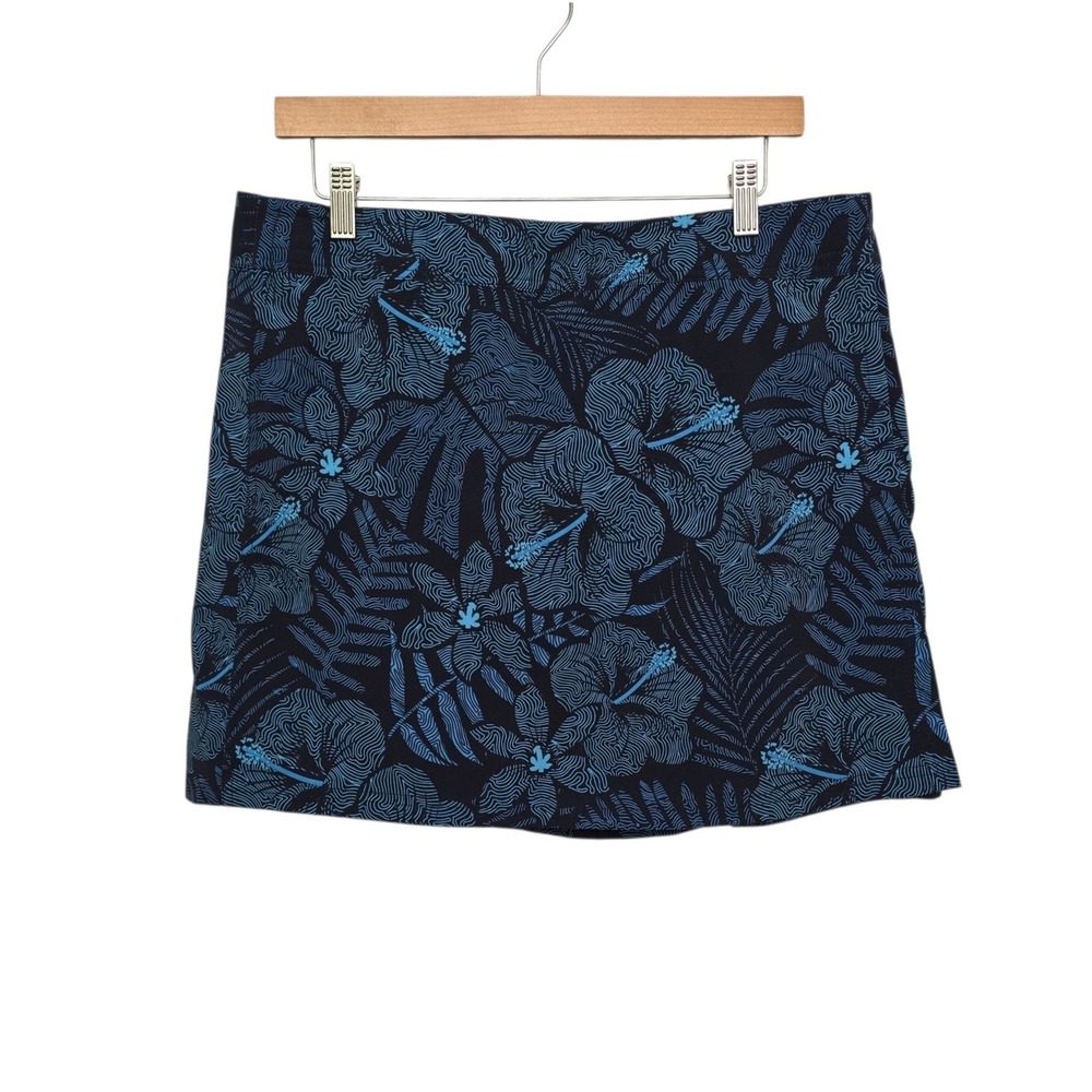 RipSkirt Hawaii Women sz Large Blue Hibiscus Tropical Wrap Skirt Quick Dry Mini